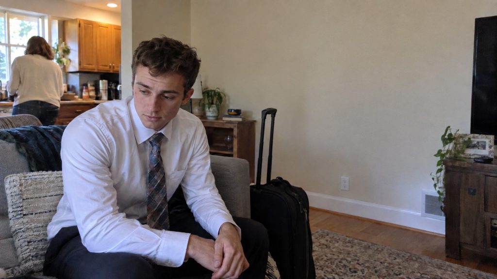 Young Latter-day Saint missionary returning home early from a mission
